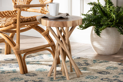 bali & pari Liberte Natural Teak Wood End Table