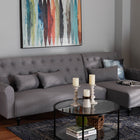 Baxton Studio Chesterfield Retro-Modern Slate Grey Fabric Upholstered Convertible Sleeper Sofa