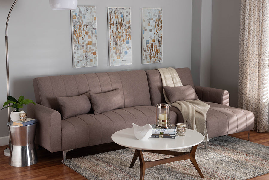 Baxton Studio Lanoma Contemporary Clay Fabric Upholstered Convertible Sleeper Sofa