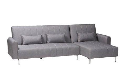 Baxton Studio Lanoma Contemporary Slate Grey Fabric Upholstered Convertible Sleeper Sofa