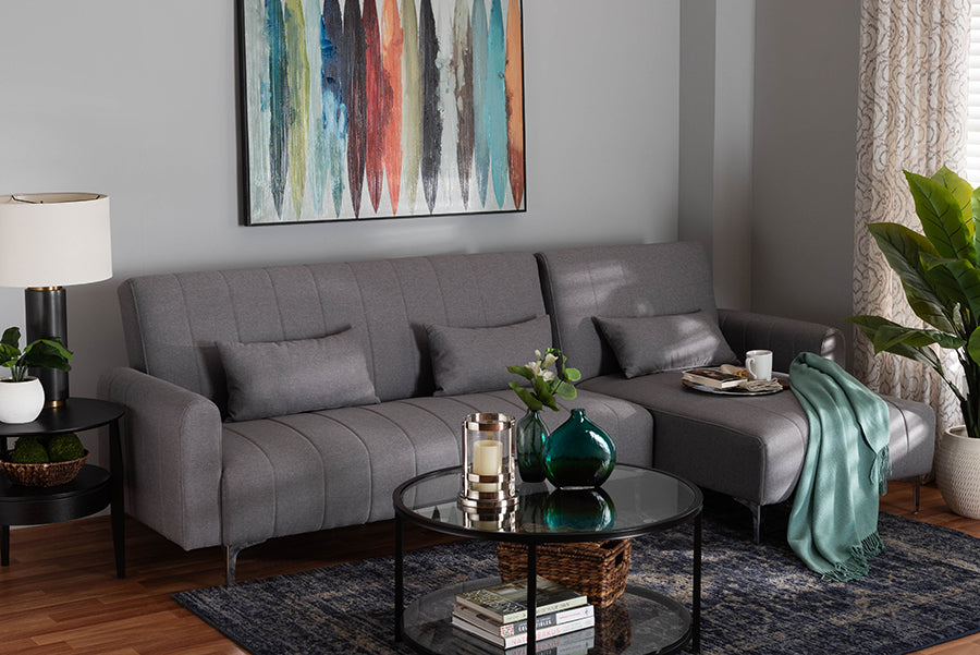 Baxton Studio Lanoma Contemporary Slate Grey Fabric Upholstered Convertible Sleeper Sofa