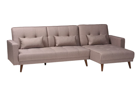 Baxton Studio Claire Contemporary Clay Fabric Upholstered Convertible Sleeper Sofa