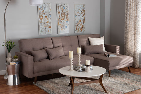 Baxton Studio Claire Contemporary Clay Fabric Upholstered Convertible Sleeper Sofa