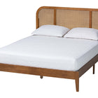 Baxton Studio Fleur Mid-Century Woven Rattan Wood Queen Size Bed