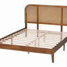 Baxton Studio Fleur Mid-Century Woven Rattan Wood Queen Size Bed