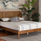 Baxton Studio Fleur Mid-Century Woven Rattan Wood Queen Size Bed