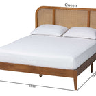Baxton Studio Fleur Mid-Century Woven Rattan Wood Queen Size Bed