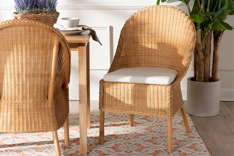 bali & pari Camelia Bohemian Light Honey Rattan Dining Chair