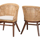bali & pari Lumajang Bohemian Light Honey Rattan and Wood 2-Piece Dining Chair Set