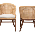 bali & pari Lumajang Bohemian Light Honey Rattan and Wood 2-Piece Dining Chair Set