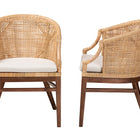 bali & pari Lumajang Bohemian Light Honey Rattan and Wood 2-Piece Dining Chair Set