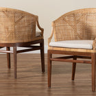 bali & pari Lumajang Bohemian Light Honey Rattan and Wood 2-Piece Dining Chair Set
