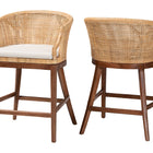 bali & pari Lumajang Bohemian Light Honey Rattan and Wood 2-Piece Counter Stool Set