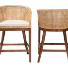 bali & pari Lumajang Bohemian Light Honey Rattan and Wood 2-Piece Counter Stool Set