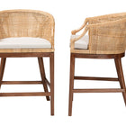 bali & pari Lumajang Bohemian Light Honey Rattan and Wood 2-Piece Counter Stool Set
