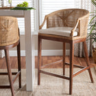 bali & pari Lumajang Bohemian Light Honey Rattan and Wood Bar Stool