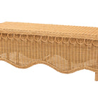 bali & pari Erla Bohemian Light Honey Rattan Accent Bench with Scallop border