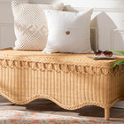bali & pari Erla Bohemian Light Honey Rattan Accent Bench with Scallop border