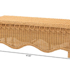 bali & pari Erla Bohemian Light Honey Rattan Accent Bench with Scallop border