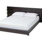 Baxton Studio Elina Modern Ebony Black Wood Queen Size Platform Bed with Built-In Shelves