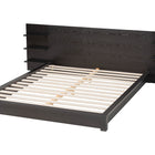 Baxton Studio Elina Modern Ebony Black Wood Queen Size Platform Bed with Built-In Shelves