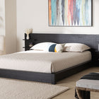 Baxton Studio Elina Modern Ebony Black Wood Queen Size Platform Bed with Built-In Shelves