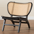 bali & pari Brisbane Bohemian Black Mahogany Wood and Woven Rattan Accent Chair