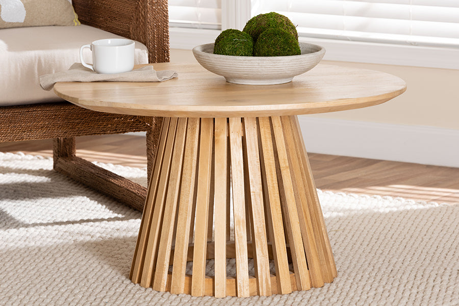 bali & pari Caribic Modern Slatted Acacia Wood Coffee Table