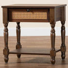 Baxton Studio Roden Transitional Dark Brown Nightstand with Rattan