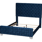 Baxton Studio Emlyn Glam and Luxe Navy Blue Velvet Fabric Queen Size Panel Bed
