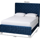 Baxton Studio Emlyn Glam and Luxe Navy Blue Velvet Fabric Queen Size Panel Bed
