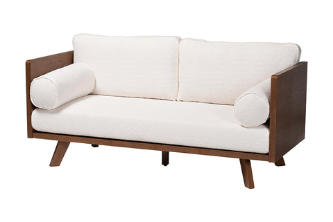 Baxton Studio Uriel Mid-Century Modern Cream Boucle Fabric Sofa