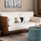 Baxton Studio Uriel Mid-Century Modern Cream Boucle Fabric Sofa
