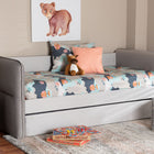 Baxton Studio Finch Modern Light Grey Velvet Fabric Full Size Daybed with Trundle