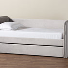 Baxton Studio Finch Modern Light Grey Velvet Fabric Full Size Daybed with Trundle