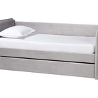Baxton Studio Finch Modern Light Grey Velvet Fabric Twin Size Daybed with Trundle