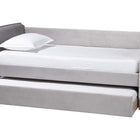 Baxton Studio Finch Modern Light Grey Velvet Fabric Twin Size Daybed with Trundle