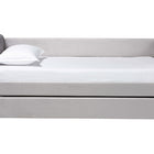 Baxton Studio Finch Modern Light Grey Velvet Fabric Full Size Daybed with Trundle