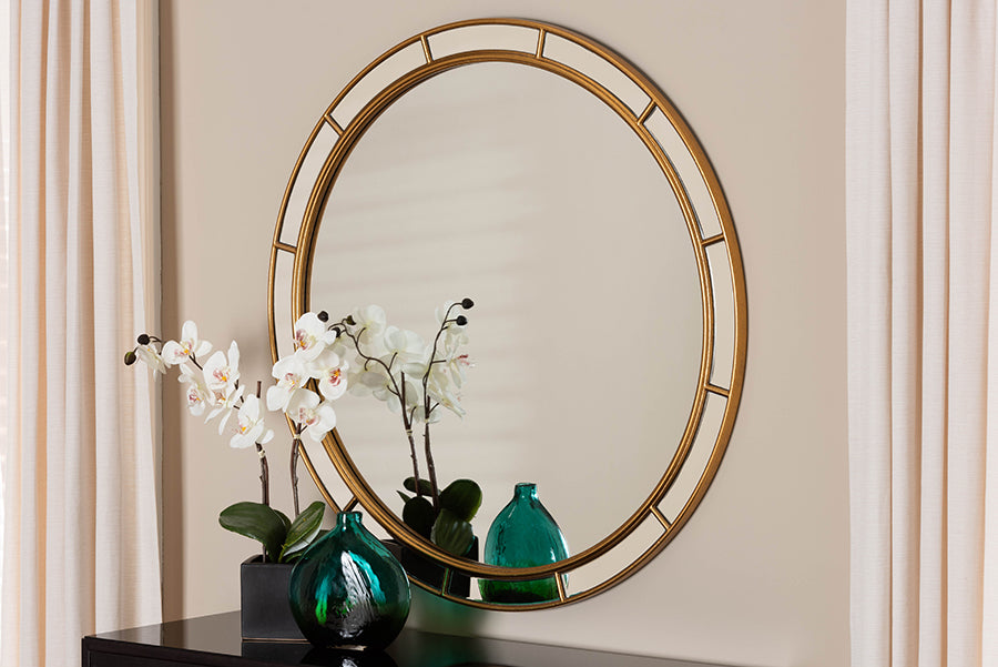 Baxton Studio Ulvi Antique Goldleaf Round Accent Mirror