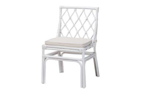 bali & pari Carwyn Bohemian White Rattan Dining Chair