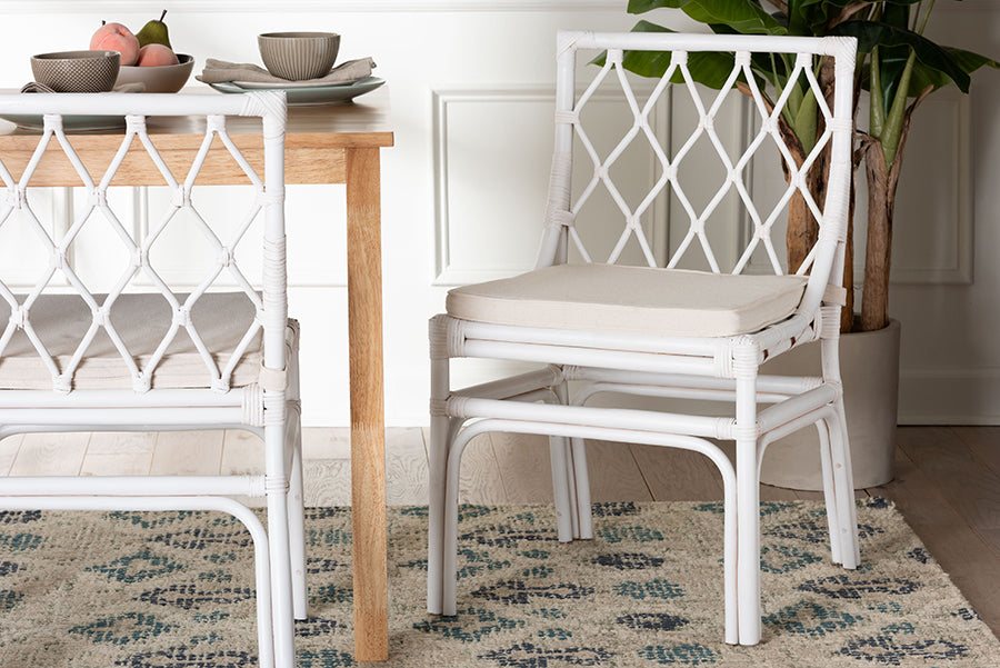 bali & pari Carwyn Bohemian White Rattan Dining Chair