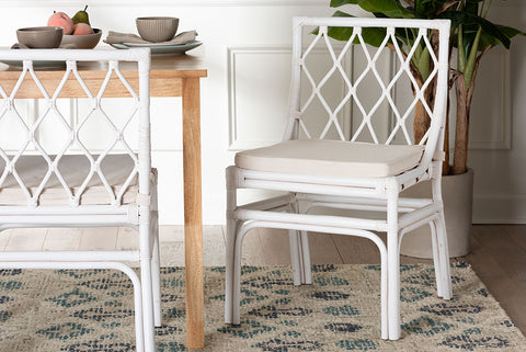 bali & pari Carwyn Bohemian White Rattan Dining Chair