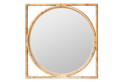 bali & pari Bayan Japandi Natural Rattan Wall Mirror