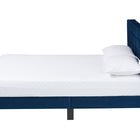 Baxton Studio Payne Modern Glam Navy Blue Velvet and Dark Brown Wood Queen Bed