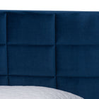 Baxton Studio Payne Modern Glam Navy Blue Velvet and Dark Brown Wood Queen Bed