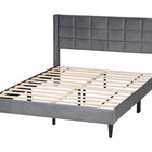Baxton Studio Payne Modern Glam Grey Velvet and Dark Brown Wood Queen Bed