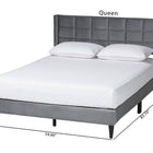 Baxton Studio Payne Modern Glam Grey Velvet and Dark Brown Wood Queen Bed