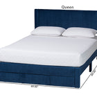 Baxton Studio Elora Modern Navy Blue Pleated Velvet Queen Size Storage Bed