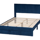 Baxton Studio Elora Modern Navy Blue Pleated Velvet Queen Size Storage Bed