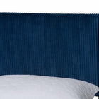 Baxton Studio Elora Modern Navy Blue Pleated Velvet Queen Size Storage Bed